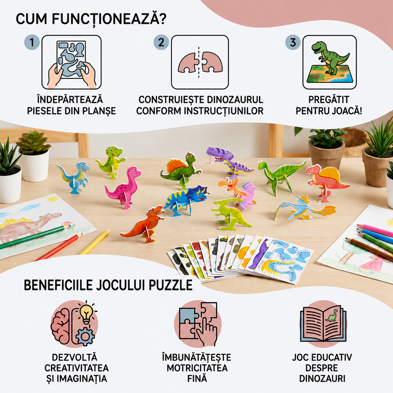 PUZZLE 3D CU DINOZAURI PENTRU COPII